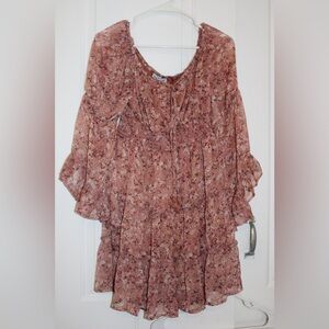 Charlotte Russe Dusty Rose Floral Ruffle Dress